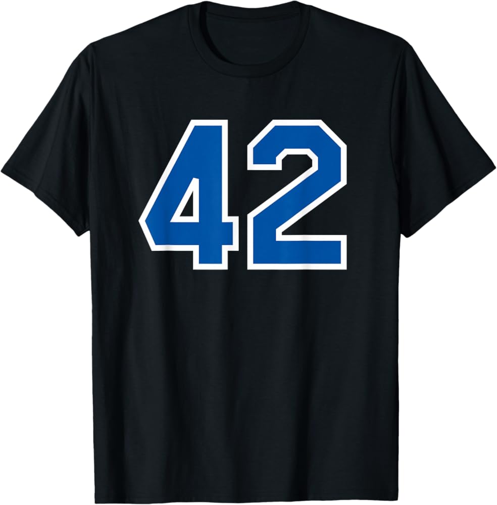 Amazon.com: Number #42 White Blue Varsity Number T-Shirt